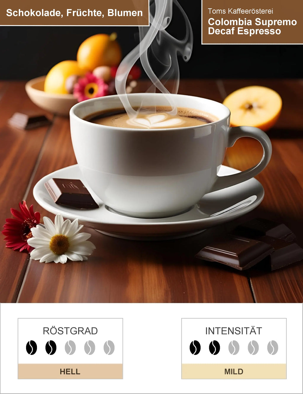 Colombia Supremo Decaf Espresso Infografik1